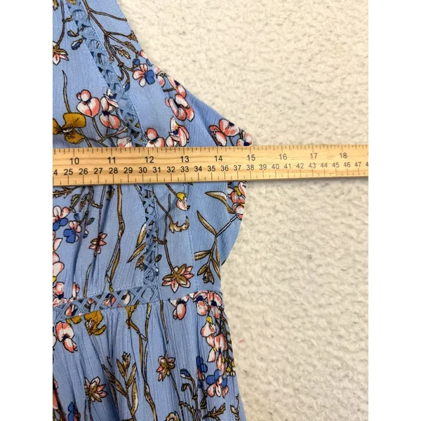 Anthropologie Abel the Label Dress Small Blue Floral Halter Sundress Crochet Cottage Fairy - Image 5