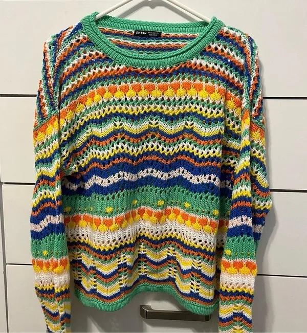 Multicolor Crochet Knit Sweater - Image 2