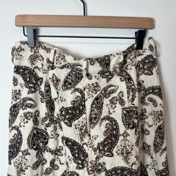 Mystree Linen Blend Wide Leg Paisley Ankle Capri Pants - Image 7