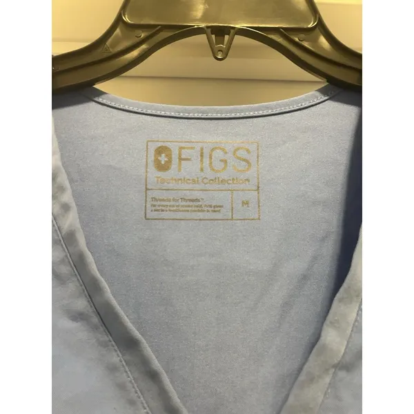 Figs Casma Scrub Top Women’s Size Medium Blue Two Pockets V-Neck Shirt Health - Image 3