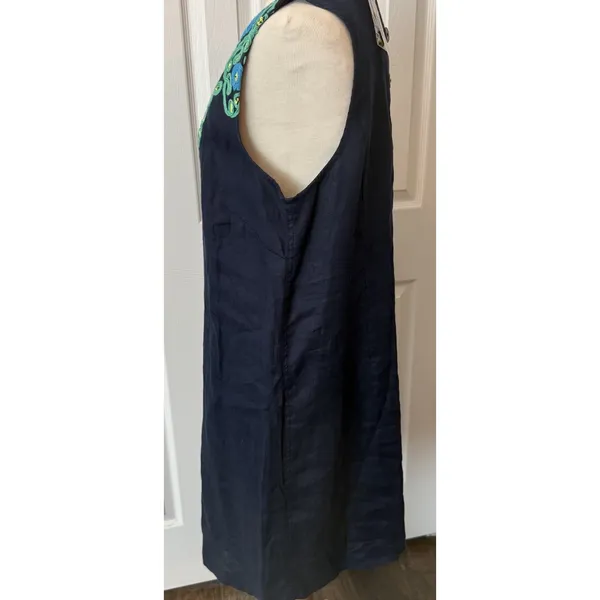 J.Crew NWT‎ Linen Shift Dress Sz LT Large Tall Embroidery Button Back Sleeveless - Image 6