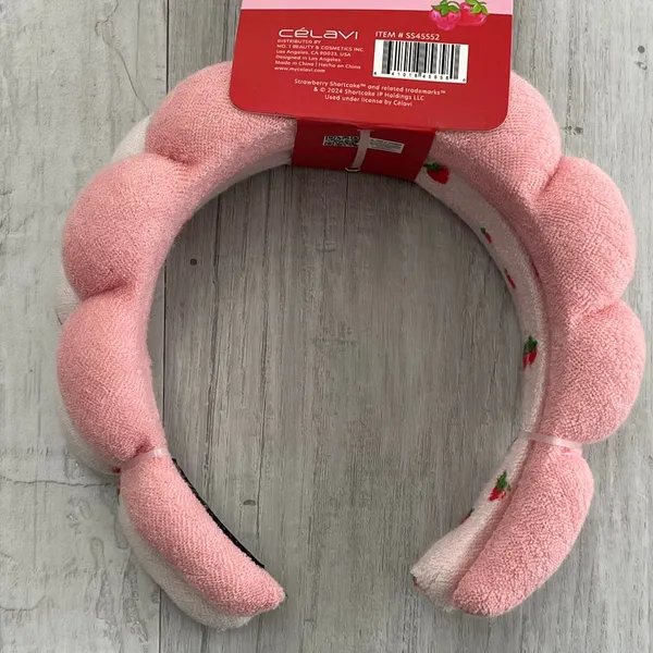 Celavi X Strawberry Shortcake Spa Sponge Bubbled Handmade Headbands 2 Pack Pink - Image 3