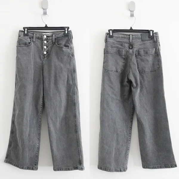 Levi's Charcoal Gray Mile High Cropped Wide Leg Jeans Size 25 - Image 2
