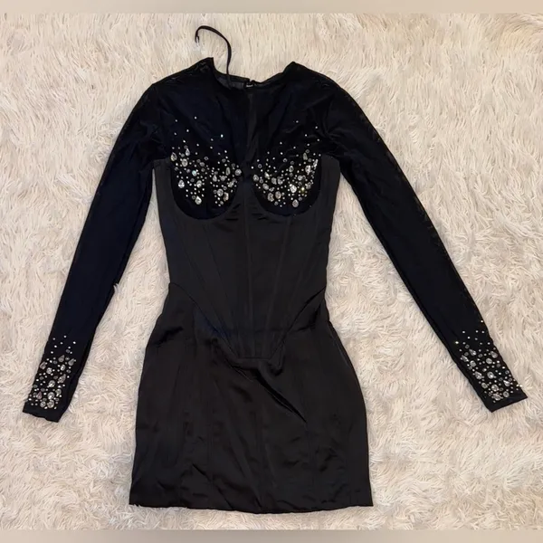 NWOT HOUSE OF CB Anastasia Black Crystallised Corset mini Dress size XS - Image 5