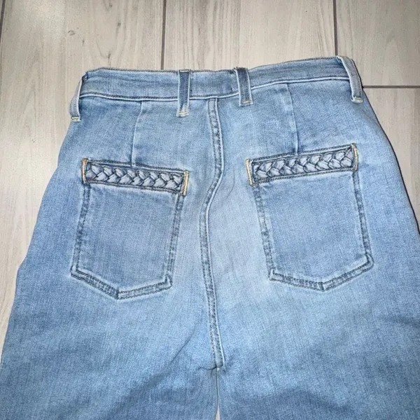 NWOT 7 For All Mankind Braided Denim‎ Flare Jeans Wide Leg Women's Size 26 Light - Image 11