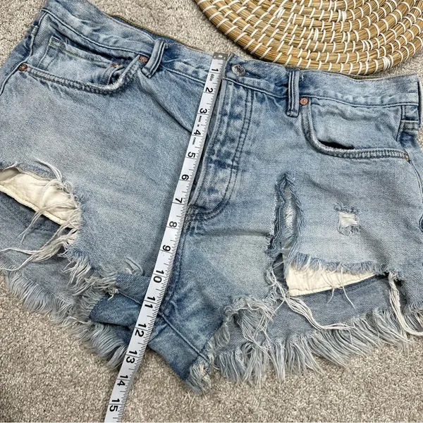 Free People We The Free Jean Mini Short Distressed Cut Off Button Fly Size 30 - Image 12
