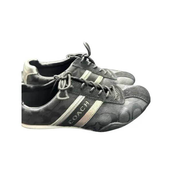 Coach Shoes Womens 8.5 M Jayme Signature‎ Casual Sneakers Black Suede Leather - Image 3