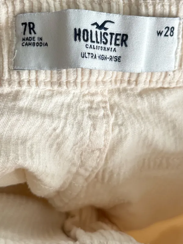 Hollister W28 Ultra High Rise Cream Corduroy Wide Leg Pants Y2K Grunge Holiday - Image 6