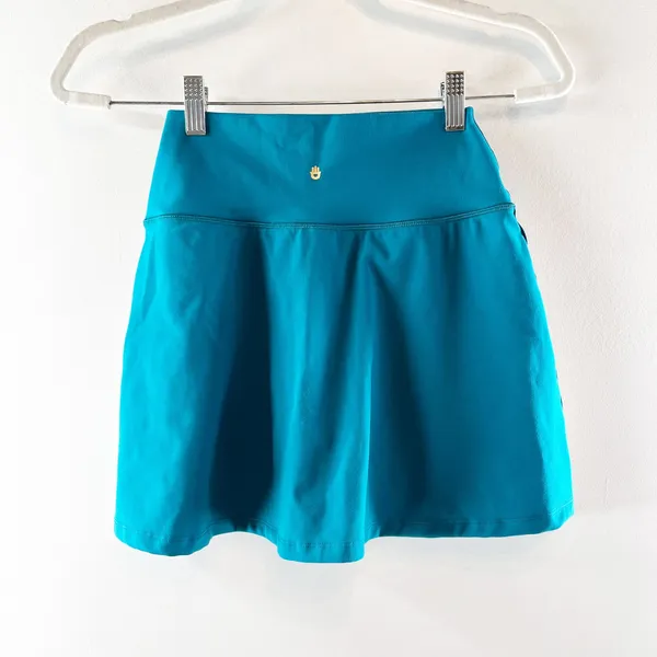 Spiritual Gangster Nyla Mini Skirt Side Stripe Dark Turquoise Teal Green Small - Image 4