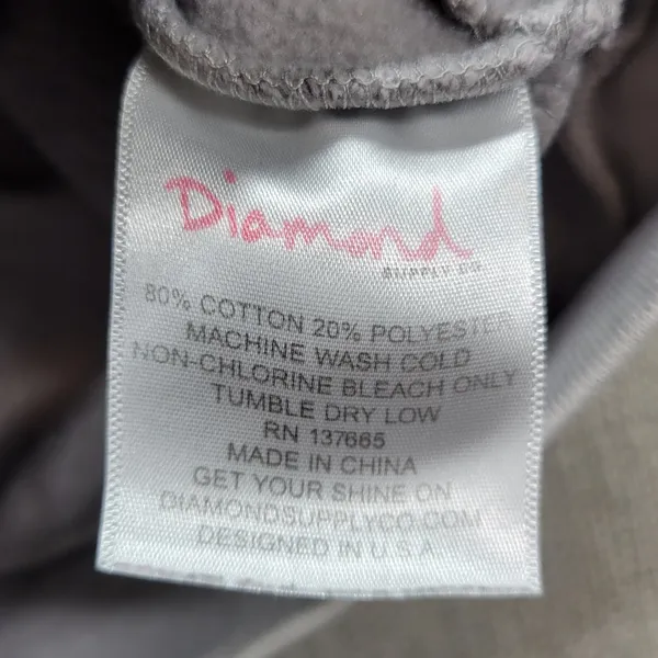 Diamond Supply Co. Womens Hoodie Size M Gray Colorblock Drawstring Pullover - Image 8
