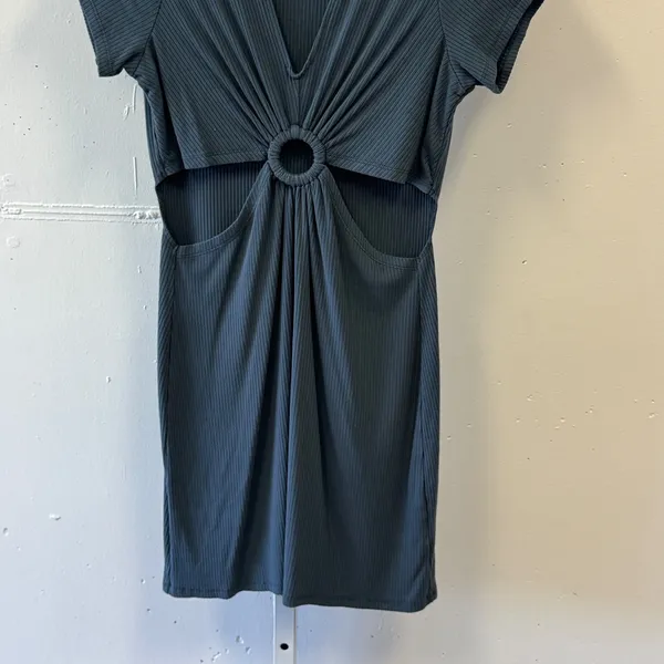 O'Neill Blue Ribbed O-Ring Cutout Mini T-shirt Dress‎ Short Sleeve Small Stretch - Image 4