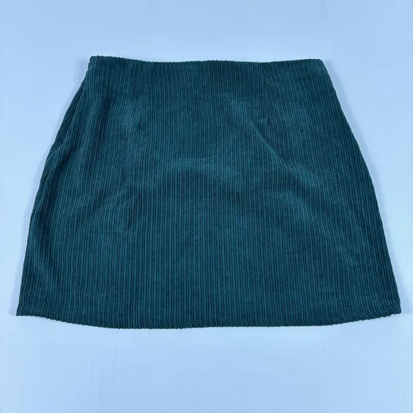 Altar'd State Skirt Womens L Green Corduroy Pencil Short Slit Zip Stretch‎ - Image 6