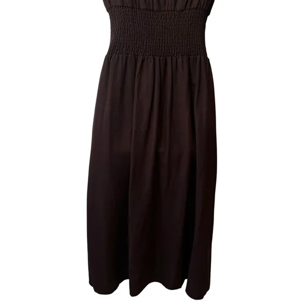 Joie Linen Blend Chocolate Brown‎ Zip-Front Midi Dress Quiet Luxury Old Money M - Image 8