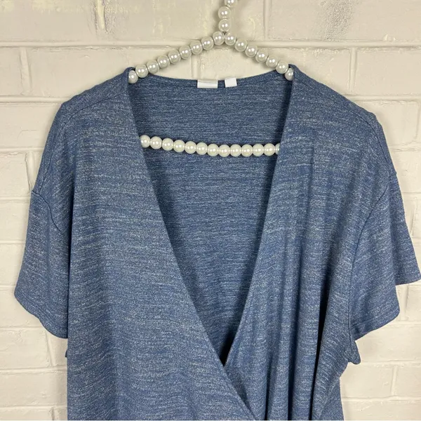 Gap Blue Stretch Knit Wrap Style Top Size XXL - Image 3