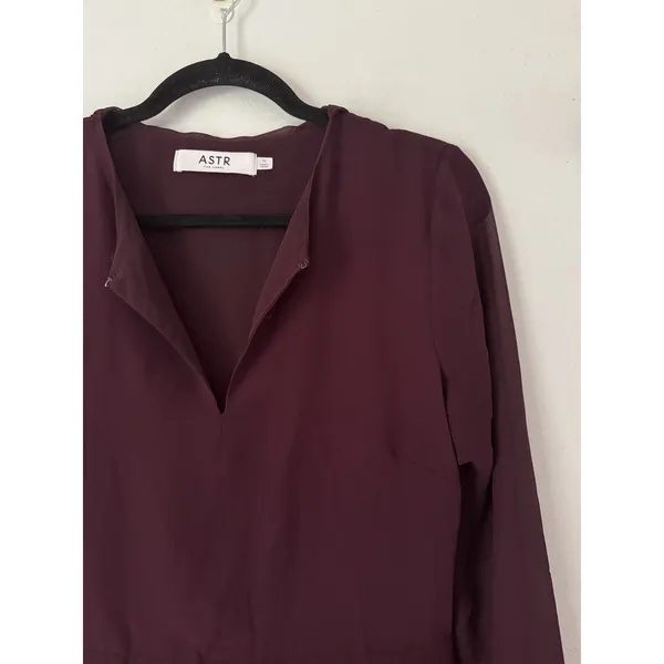 ASTR The Label Purple Chiffon Tie Neck Midi Dress Size Medium - Image 5