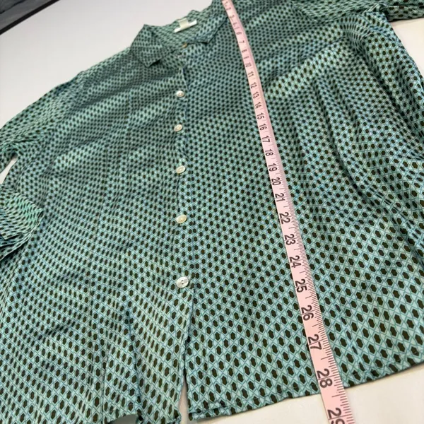 J. Jill Womens XL Green Geometric Print Button-Down Blouse 55% Viscose 45% Rayon - Image 8