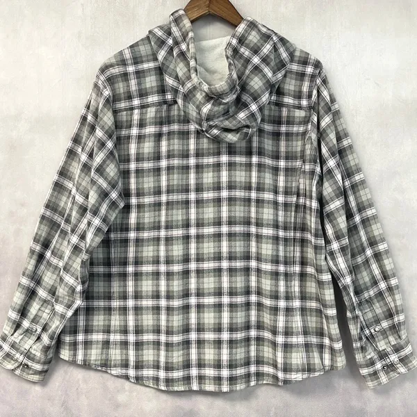 Carhartt Campton Womens Flannel Hooded Shirt XXL Plaid Snap Front Cabin Outdoor - Image 2