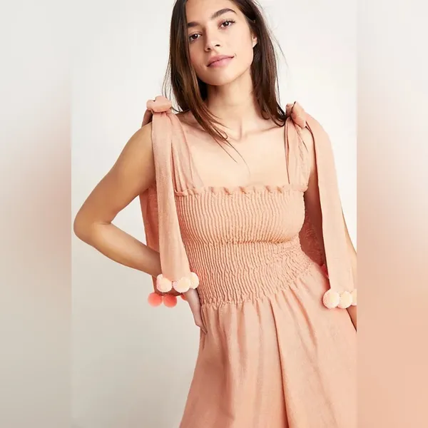 Anthropologie Sundress Pom‎ Jumpsuit Tie Straps Wide Leg Womens Size XS / S - Image 4