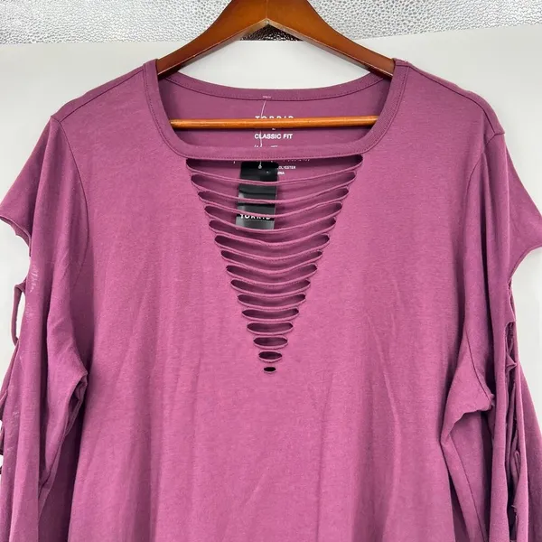 NEW Torrid Classic Fit Cotton Crew Neck Slasher knit purple Tee plus size 2X - Image 7