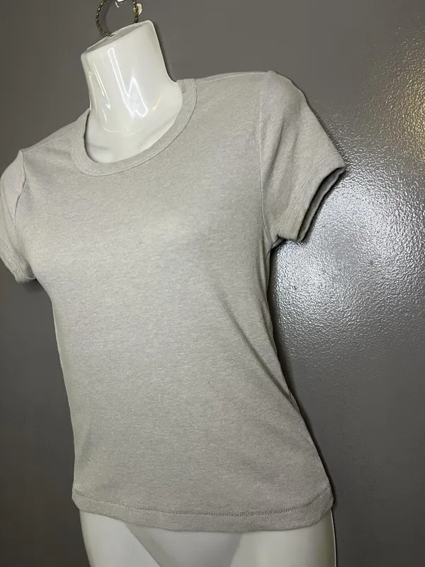 BDG Shirt Womens Medium Gray Solid Crew Neck Short Sleeve Fitted Basic Tee Top - Image 4