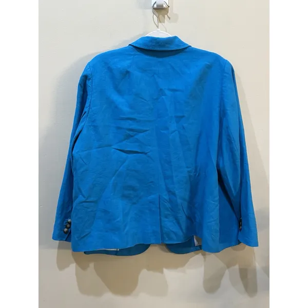 Talbots Blazer Bright Blue One button Jacket Preppy Size 18WP 100% Linen - Image 3