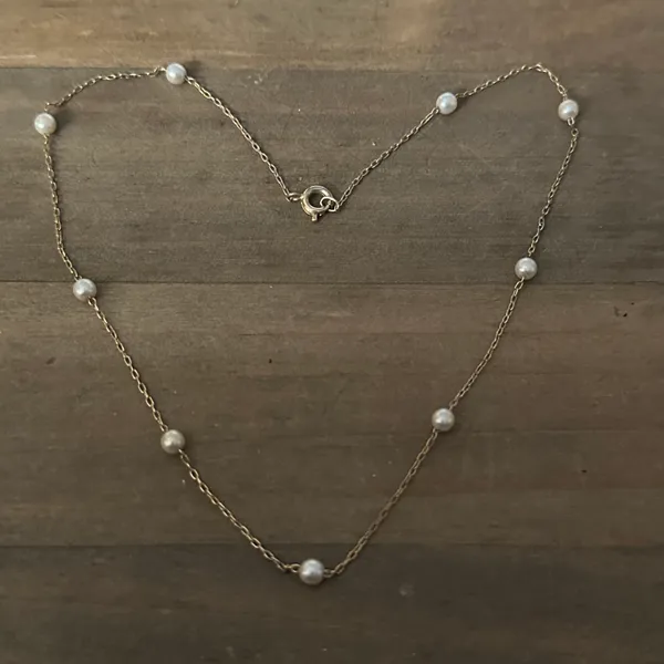 Vintage Chain And Pearls Necklace Gold - Image 2