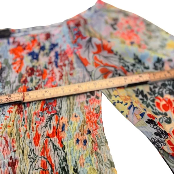 Anthropologie Rouen Floral Smocked Blouse Small Sheer Puff Sleeve Crop Top Boho - Image 14