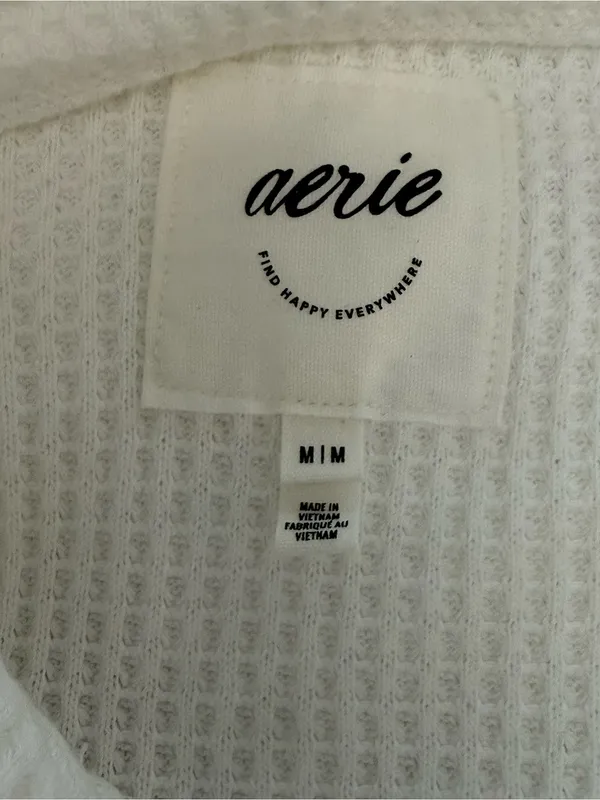 Aerie Lumber Jane Waffle Knit Long Sleeve Shirt Size Medium Oversized - Image 5