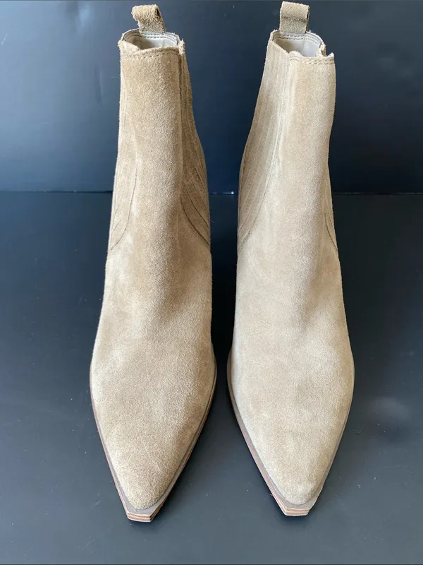 Marc Fisher Oshay Suede Leather Western Pull On Bootie Tan Size 6M - Image 2