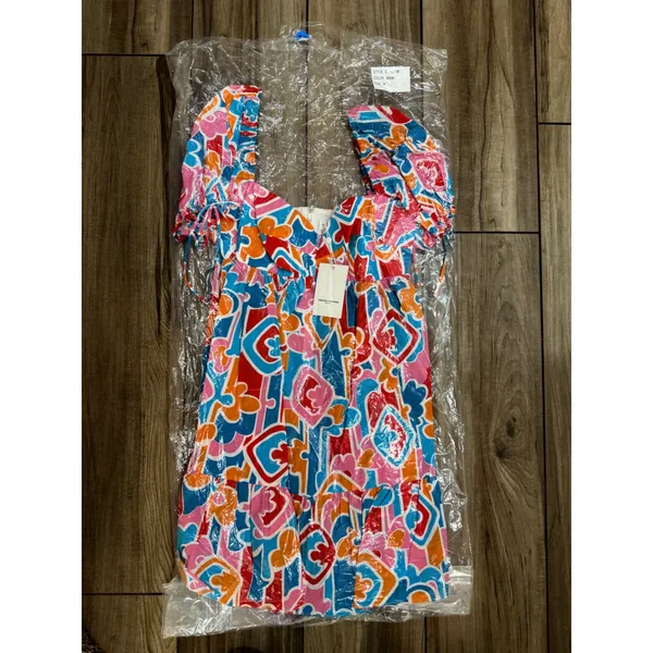 NWT Amanda Uprichard‎ Sicily Babydoll Mini Dress Miami Print Size Medium - Image 6