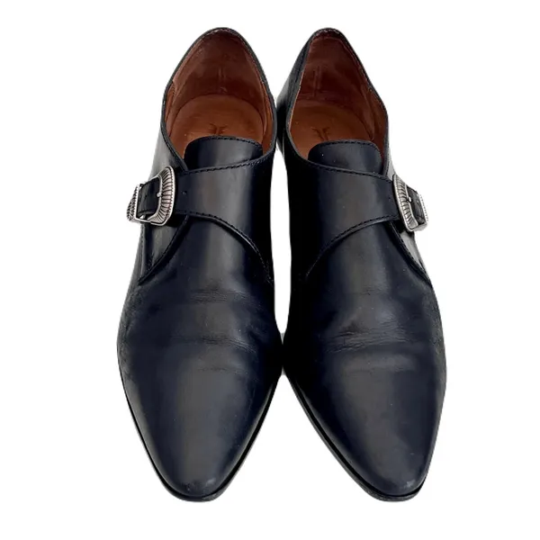 Frye Black Leather ‘Ellen Buckle Monk’ Short Western Ankle Boots, Size 8 - Image 3