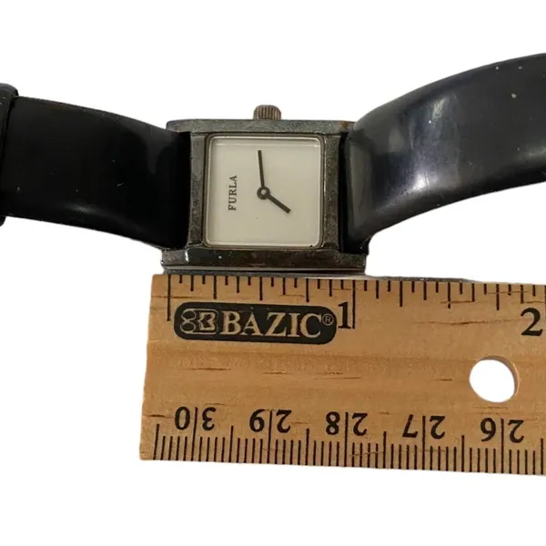 FURLA 925 Sterling Silver Black‎ Leather Watch - Image 8