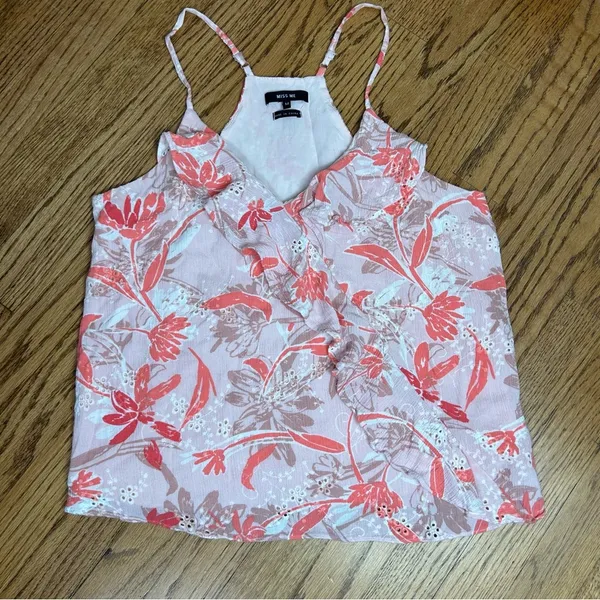 Miss Me | Tropical Floral Ruffled Racerback Tank Top Size M - Image 12
