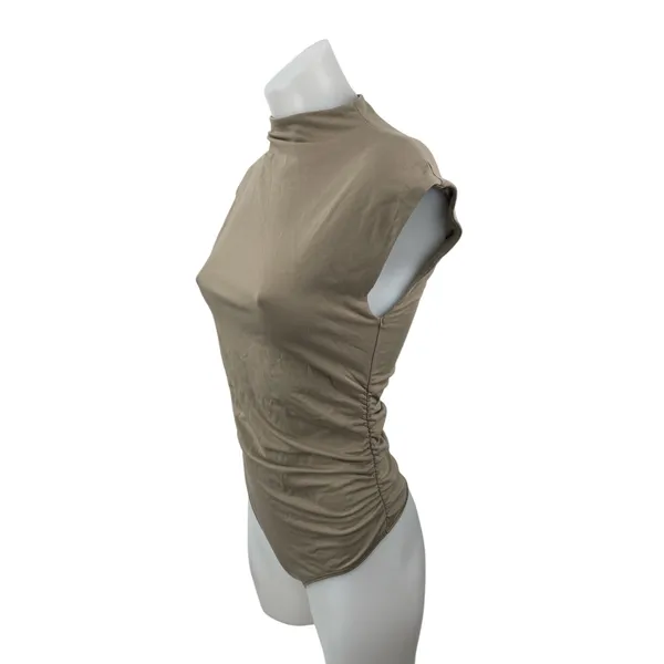 Abercrombie & Fitch Paloma Womens Gray Mock Neck Cap Sleeve Tight Bodysuit Top M - Image 2