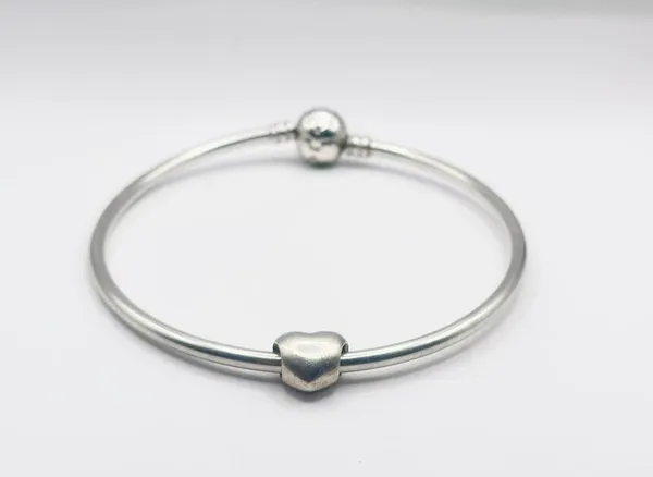 Pandora Silver Puffed Smooth Heart Authentic RETIRED Charm #2 - Image 4