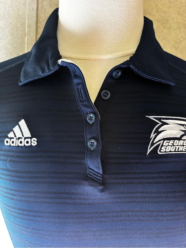 Adidas Georgia Southern Eagles Blue Striped Polo Golf Shirt Small - Image 2