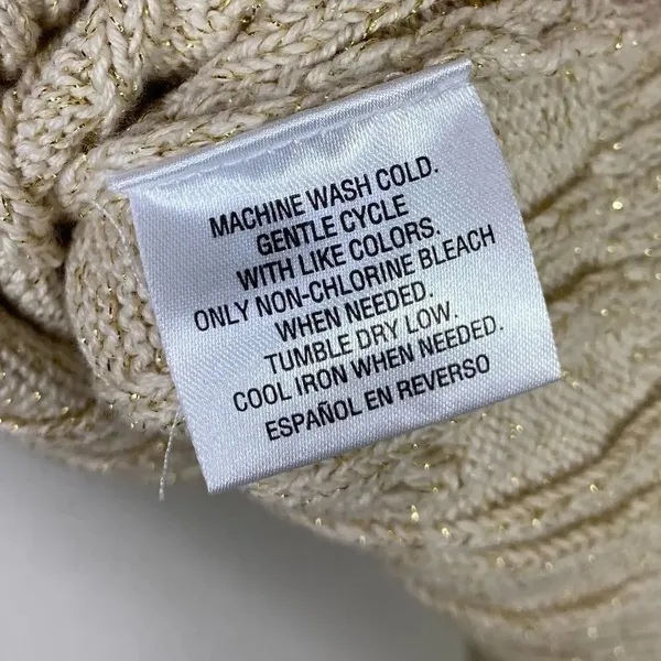 Charter Club Ivory & Gold Cable Knit Sweater - Image 5