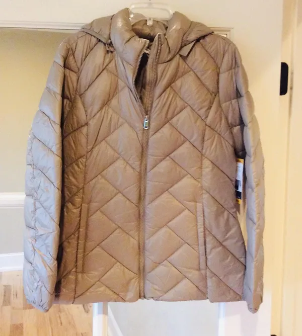 London Fog Down Jacket Lightweight Coat Womens Medium Champagne - Image 4