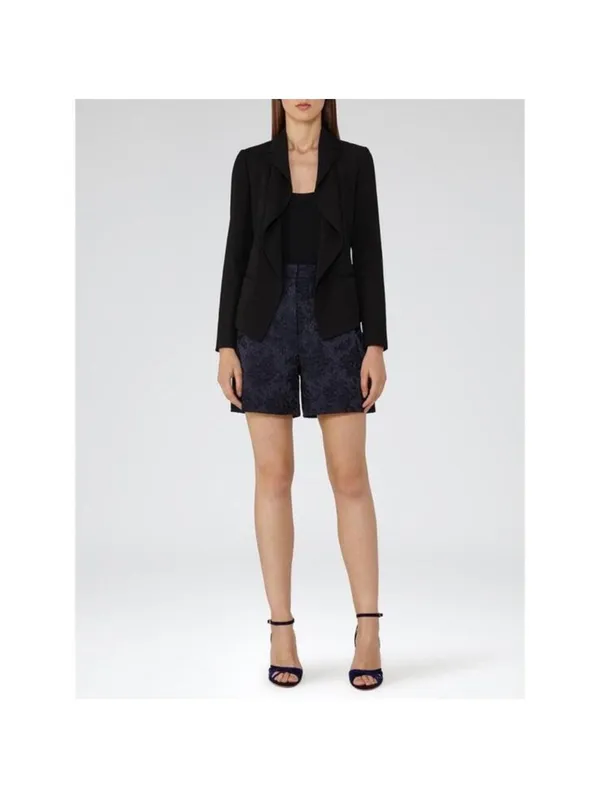 REISS Black Sienna Draped Waterfall Open Front Blazer Jacket Women’s size 2 XS - Image 13