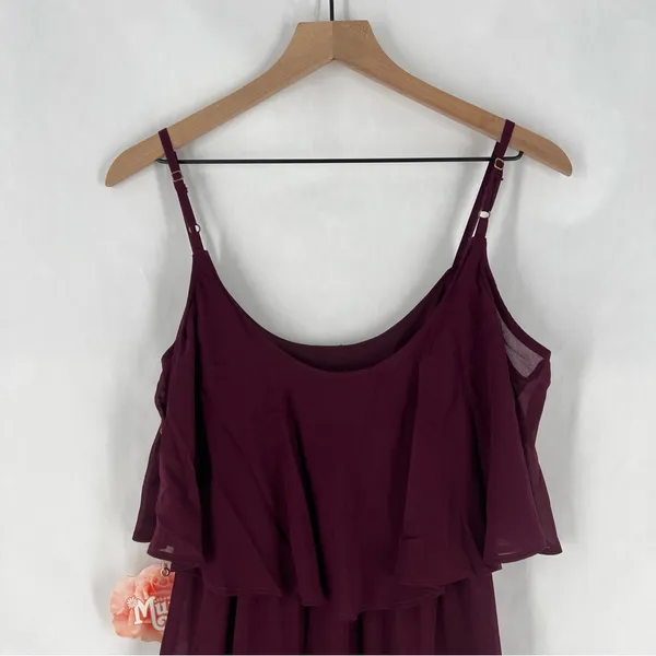 Show Me Your Mumu Flowy Ruffle Maxi Dress‎ in Merlot Chiffon NWT Size XS - Image 12