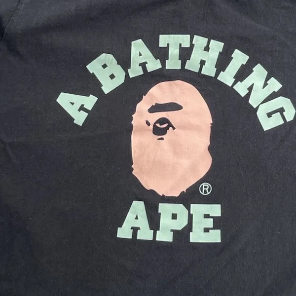 Vintage A Bathing Ape BAPE Logo Pink Green T-Shirt Women’s Size Small - Image 8