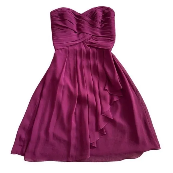 Davids Bridal Strapless Chiffon Ruffle Cocktail Dress Sangria Purple Size 4 - Image 2