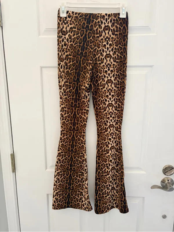 Leopard Print Flared Leggings Brown - Image 3