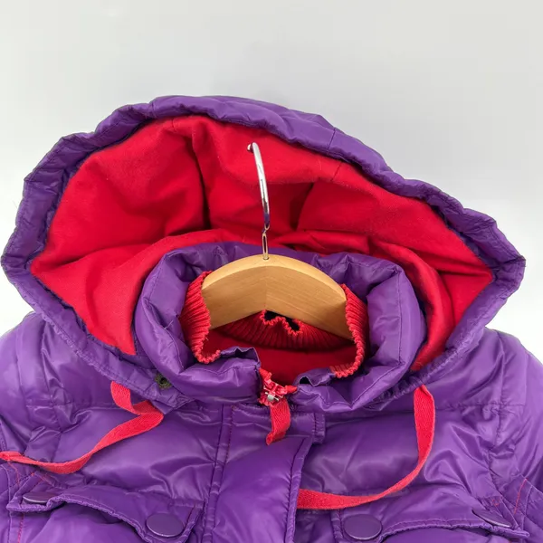 Boden Women's Purple Puffer Jacket Convertible Vest Zip Off Sleeves Hooded US 2‎ - Image 4