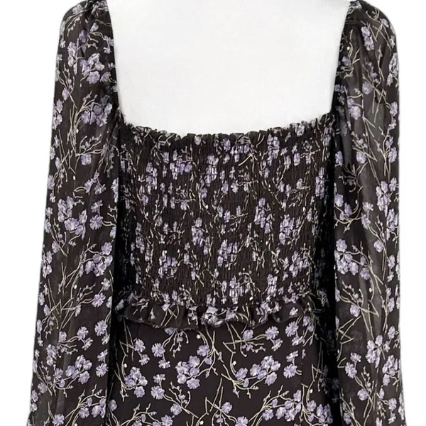 143 Story By Line Up Sz M Floral Maxi Brown Lavendor Front Slit Dress - Image 7