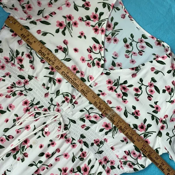 BEACH PARTY floral maxi dress smocked stretchy waist tassel strings size XXL - Image 15