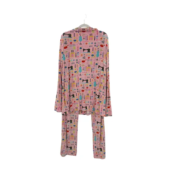 Nick & Nora Sewing Seamstress Novelty Print Modal Pajama Set Pink Size XL - Image 8