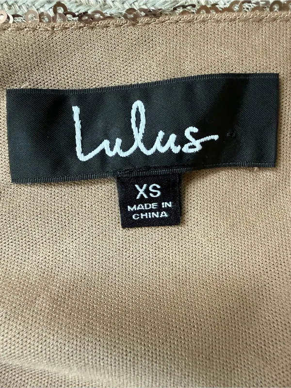 Lulu's Gold Sequin V-Neck Bodycon Mini Dress XS - Image 3