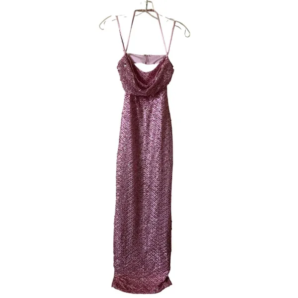 Oh Polly Constance Embellished Cowl-Neck Maxi Dress in Pink Size 2 New - Image 4