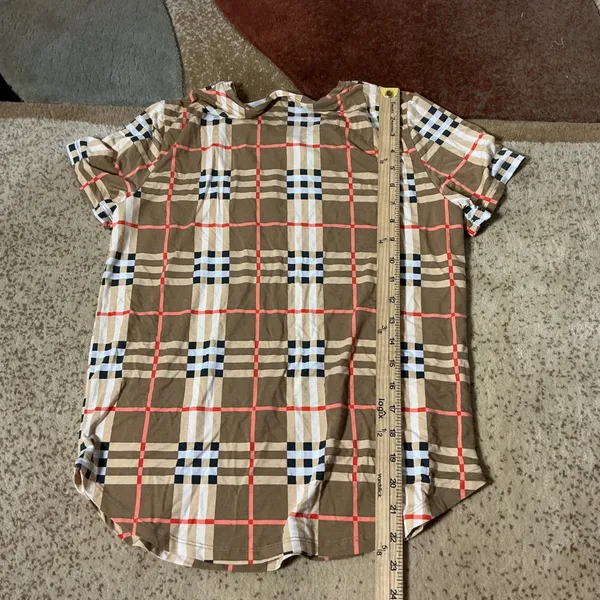 LATES Womens Tan Plaid Pajama Set Top‎ Pants XS 2 Piece Set Loungewear - Image 3